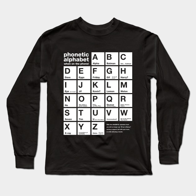 Funny Phonetic Alphabet Chart When On The Phone Long Sleeve T-Shirt by skinnyrepublic